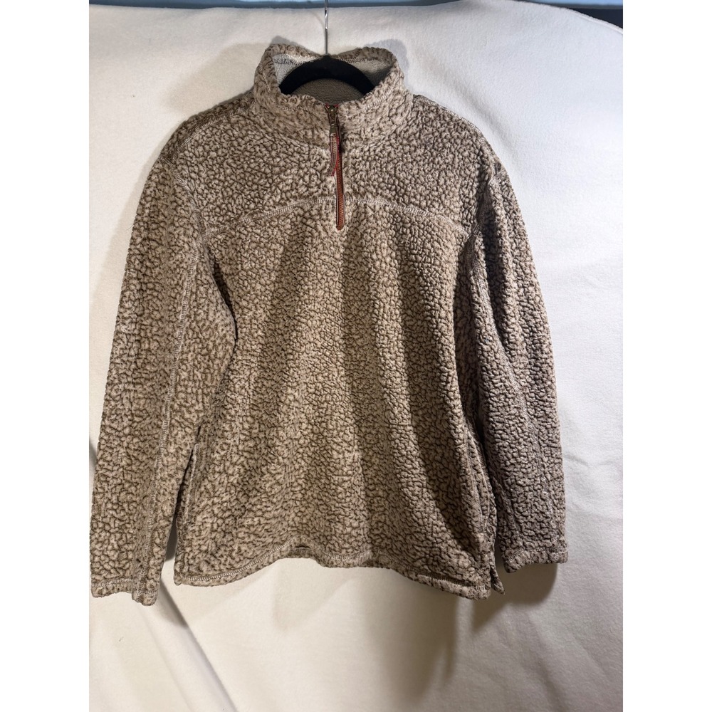 Grizzly Sherpa Mens Large Quarter Zip Fleece Pullover Oatmeal Brown 11216